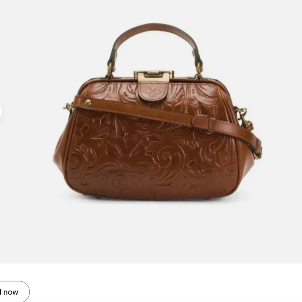 Patricia Nash Gracchi Tooled Leather Crossbody Handbag Florence Brown